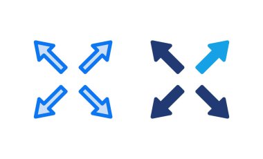 Tam Ekran Simgesi vektör illüstrasyonu. Tam ekran işareti ve simgeye genişlet. Oklar sembolü