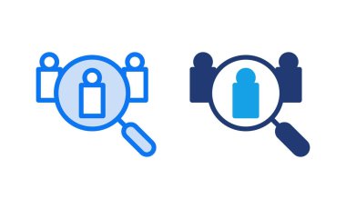 Simge vektör illüstrasyonu işe alınıyor. Arama işi boşluk işareti ve sembol. İnsan kaynakları konsepti. İşe alım.