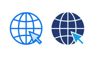 Web simgesi vektör illüstrasyonu. Web tabelalarına ve sembollere git. Web tıklama simgesi. Genel arama simgesi