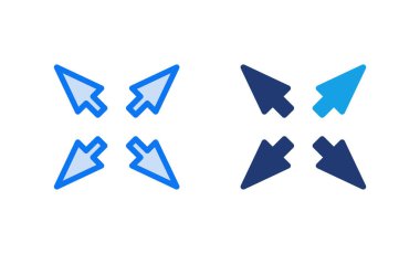 Tam Ekran Simgesi vektör illüstrasyonu. Tam ekran işareti ve simgeye genişlet. Oklar sembolü