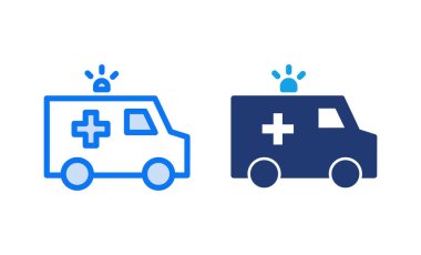 Ambulans simgesi vektör illüstrasyonu. Ambulans kamyonu işareti ve sembol. Ambulans arabası