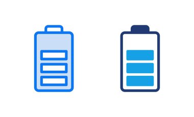 Batarya ikonu vektör çizimi. Pil şarj işareti ve sembol. pil şarj seviyesi