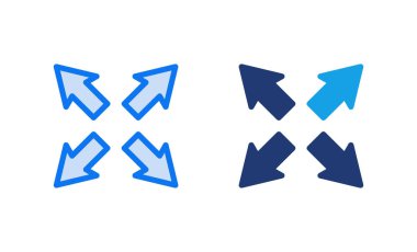 Tam Ekran Simgesi vektör illüstrasyonu. Tam ekran işareti ve simgeye genişlet. Oklar sembolü