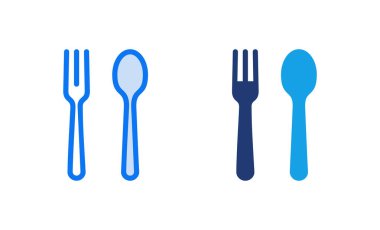 kaşık ve çatal ikonu vektör çizimi. kaşık, çatal ve bıçak ikonu vektörü. Restoran işareti ve sembolü
