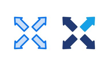 Tam Ekran Simgesi vektör illüstrasyonu. Tam ekran işareti ve simgeye genişlet. Oklar sembolü