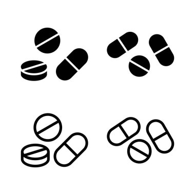 İlaç ikonu vektör illüstrasyonu. Kapsül simgesi. Uyuşturucu işareti ve sembol