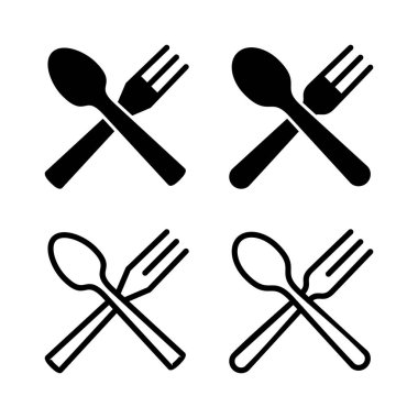 kaşık ve çatal ikonu vektör çizimi. kaşık, çatal ve bıçak ikonu vektörü. Restoran işareti ve sembolü
