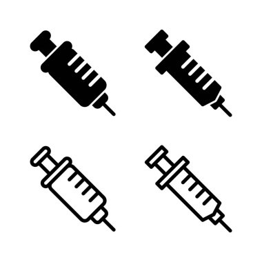 Şırınga ikonu vektör çizimi. İğne işareti ve sembol. Aşı simgesi