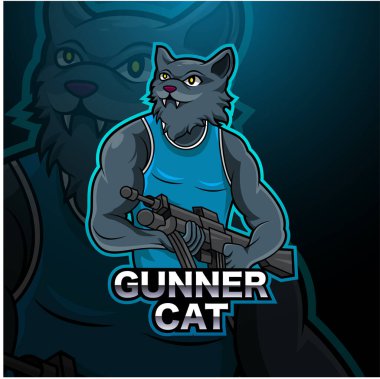 Kedi Topçusu Esport Maskot Logosu