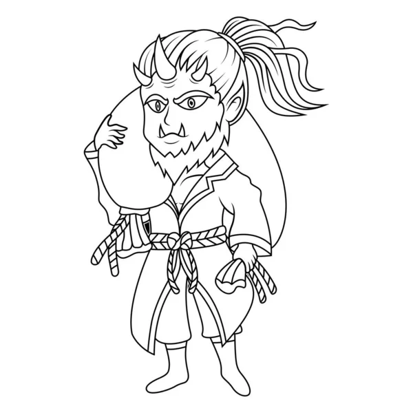 Fujin Chibi Mascot Logo Line Art — Stock Photo, Image