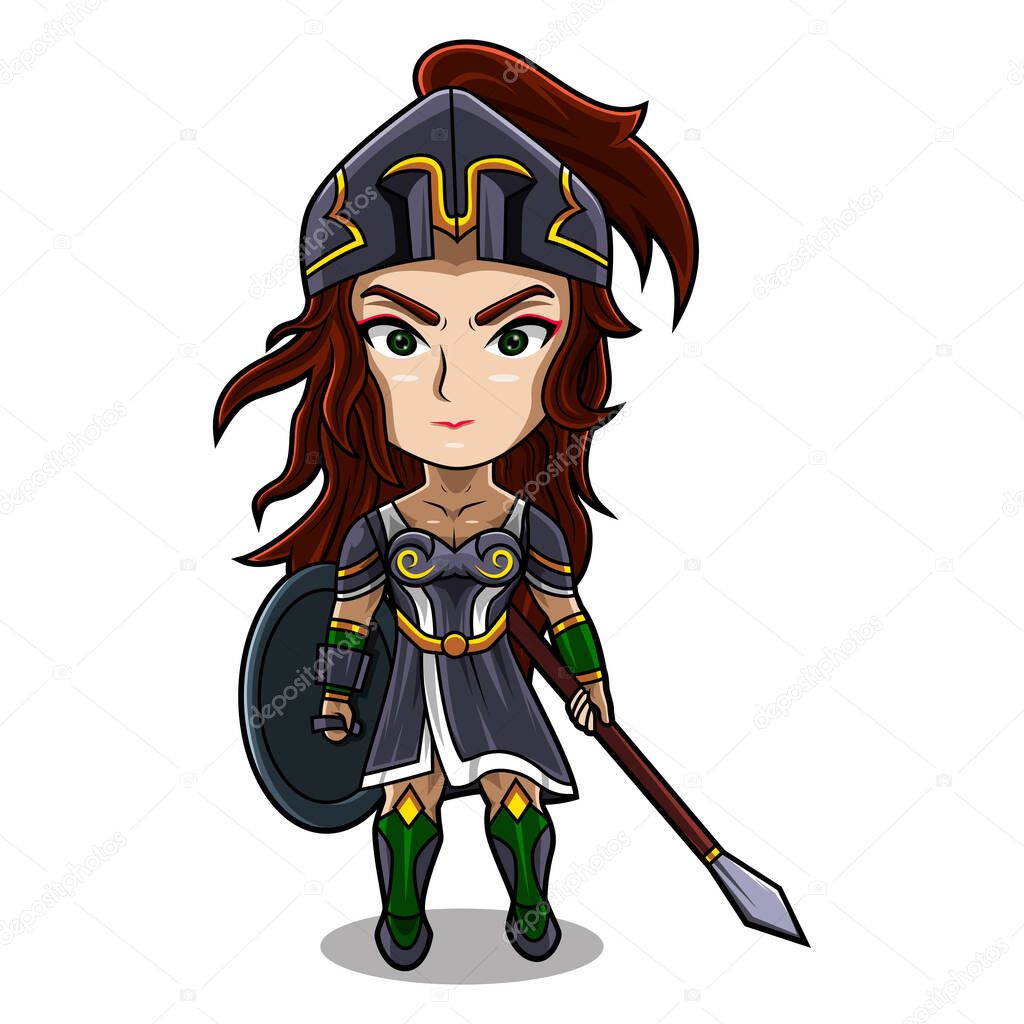 Athena chibi mascot logo design