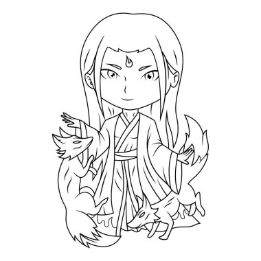 İnari tanrısı Chibi maskot çizgisi