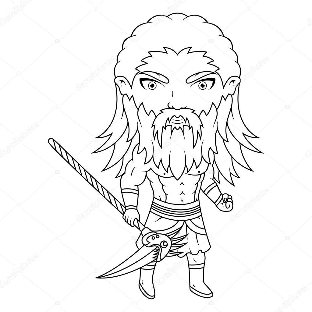 Coeus god mascot line art