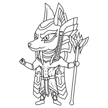 Anubis Chibi maskot çizgisi sanatı