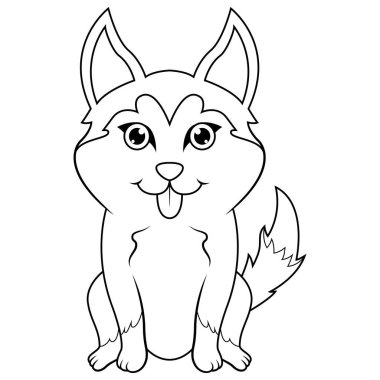 Shiba Inu çizgi film oturma çizgisi