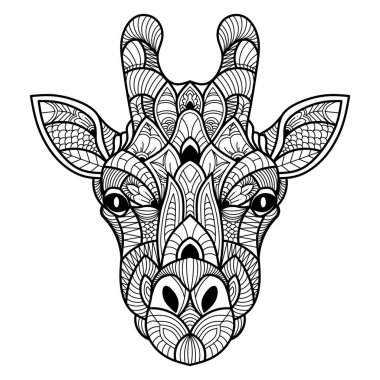 Zürafa kafası zentangle şeklinde çizilmiş.