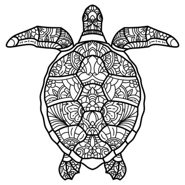 Zentangle tarzında el çizimi kaplumbağa.