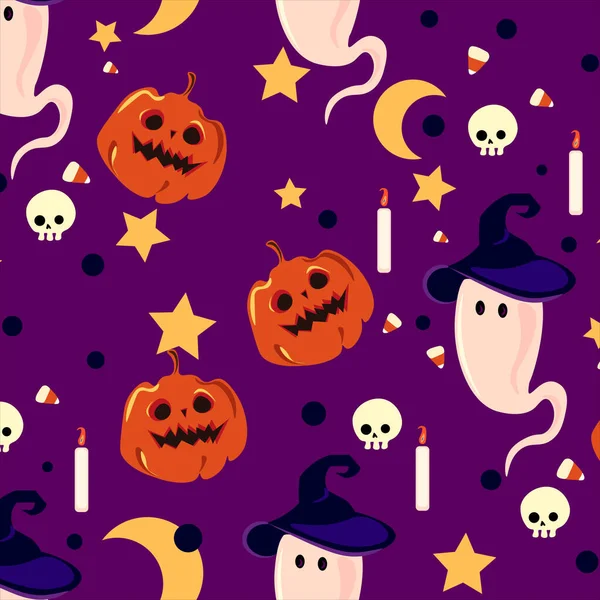 Patrón Halloween Fantasma Sombrero — Vector de stock