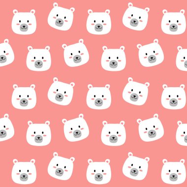 Tatlı çizgi film ayısı kusursuz arkaplan, vektör illüstrasyonu