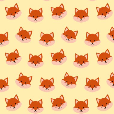 Sevimli çizgi film tilkisi. Kusursuz desen. Vektör illüstrasyonu