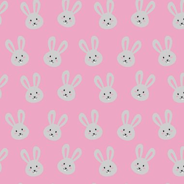 Çizgi film tavşanı. Pembe arka planda pürüzsüz desen