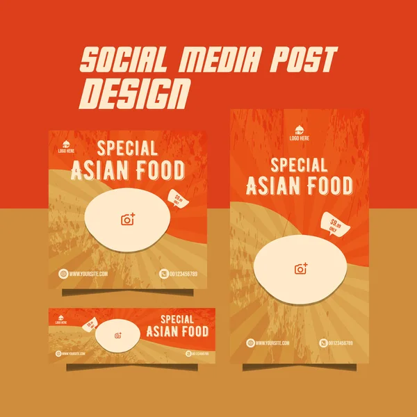 Social Media Asian Food Menu Instagram Food Post Design — Stock Vector