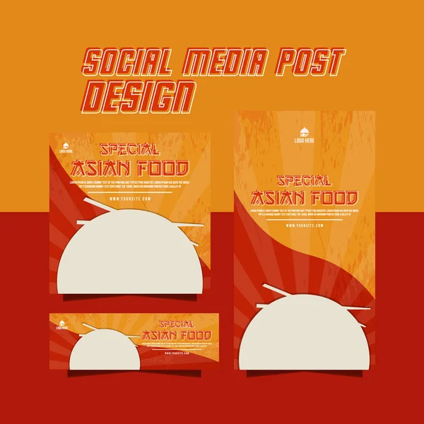 Social Media Asian Food Menu Poster Design — Stock Vector