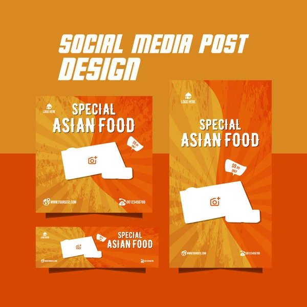 Social Media Special Food Delicious Asian Food Flyer — Stock Vector