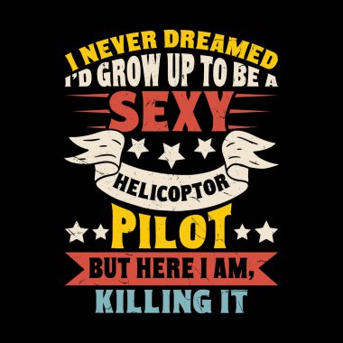 Komik Uçan Helikopter Retro Pilot Helikopter Tişörtü Tasarımı
