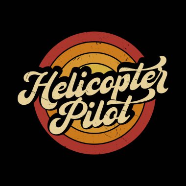 Komik Uçan Helikopter Retro Pilot Helikopter Tişörtü Tasarımı