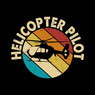 Komik Uçan Helikopter Retro Pilot Helikopter Tişörtü Tasarımı