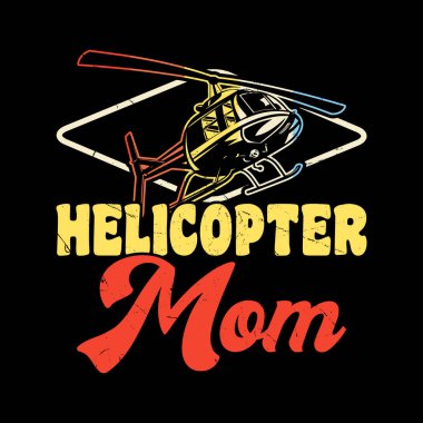 Anneler Günü Komik Uçan Helikopter Vintage Pilot Helikopter Tasarımı