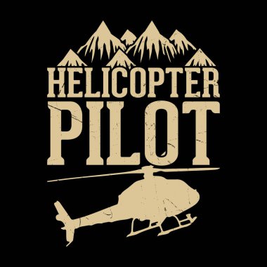 Komik Retro Vintage Pilot Helikopter Tişört Tasarımı