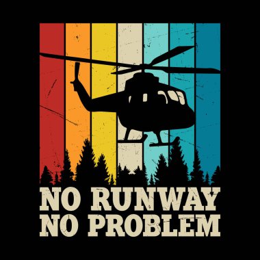 Runway yok Komik Retro Pilot Helikopter Tasarımı Sorunu Yok