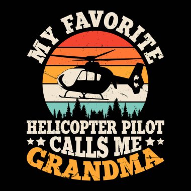 Anneler Günü Komik Retro Pilot Helikopter Tişörtü Tasarımı