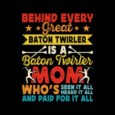 Mom Lover Mother's Day Funny Twirler Retro Vintage Baton Twirling T-shirt Design clipart