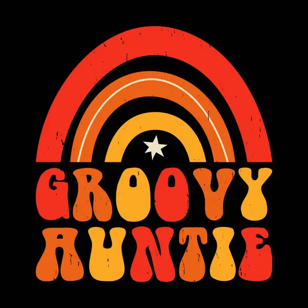 stock vector Groovy Auntie Funny Nephew Retro Vintage Mom and Aunt T-shirt Design 