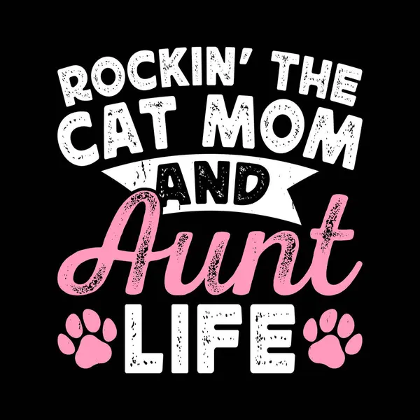 Stock vector Mother's Day Cat Lover Funny Nephew Retro Vintage Mom and Aunt T-shirt Design 