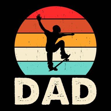 Babalar Günü Komik Kaykaycı Retro Vintage Tişört Tasarımı