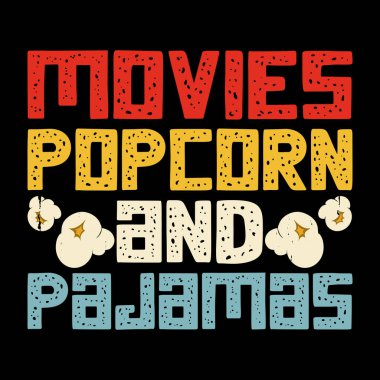 Film Patlamış Mısır Pijaması Komik Patlamış Mısır Sinema Atıştırması Eski Patlamış Mısır Tişörtü Tasarımı