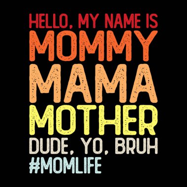 Merhaba benim adım Anne Anne Komik Büyükanne Retro Vintage Anneler Günü Tişört Tasarımı