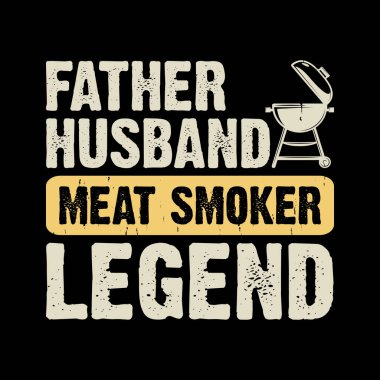 Baba Koca Et İçen Efsane Komik Barbekü Eski BBBQ Sigara İçen Tişört Tasarımı