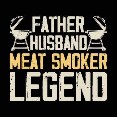 Baba Koca Et İçen Efsane Komik Barbekü Eski BBBQ Sigara İçen Tişört Tasarımı