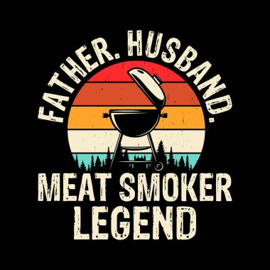 Baba Koca Et İçen Efsane Komik Barbekü Eski BBBQ Sigara İçen Tişört Tasarımı