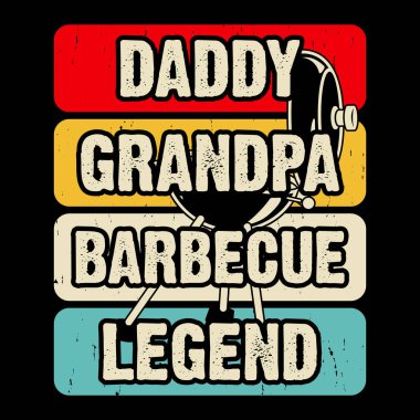Büyükbaba Barbekü Efsanesi Komik Barbekü Aşığı Eski BBBQ Sigara İçen Tişört Tasarımı