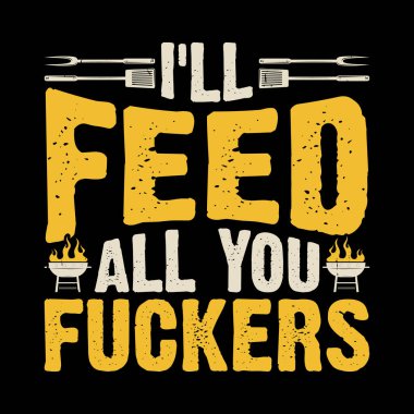 Komik Barbekü Aşığı Eski BBBQ Sigara İçen Tişört Tasarımı