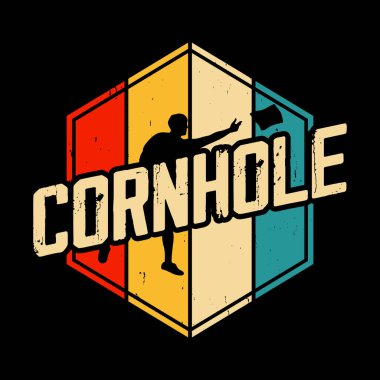 Komik Cornhole Oyuncusu Retro Vintage Cornhole tişört tasarımı