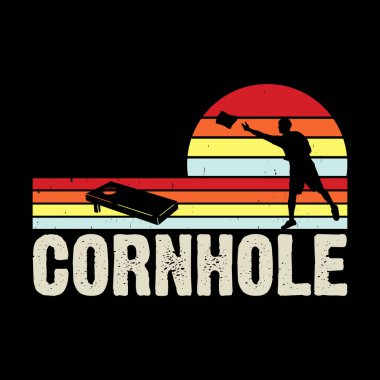 Komik Cornhole Oyuncusu Retro Vintage Cornhole tişört tasarımı