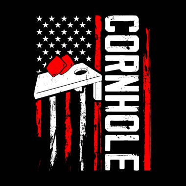 American Flag Funny Cornhole Player Retro Vintage Cornhole tişört tasarımı