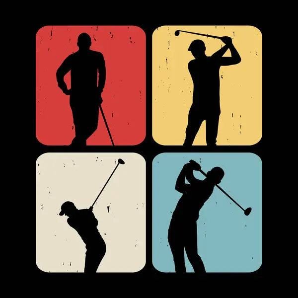 Komik Golf Oyuncuları Golfçü Retro Vintage Golf tişörtü Tasarımı